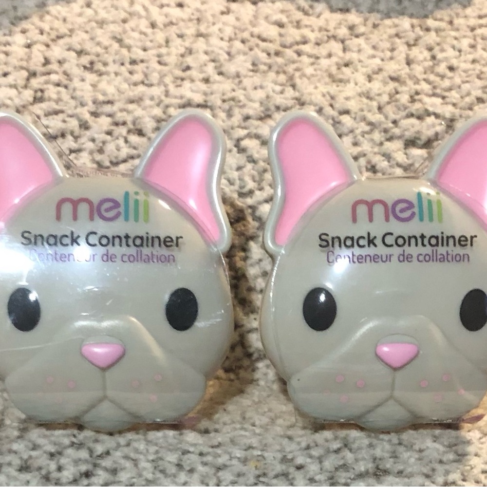Melii Pink & Grey Snack Container Bull Dog Small Pets - Set of 2